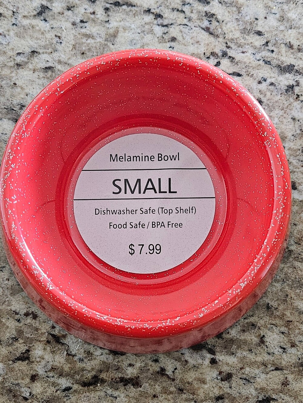 NWT Top Paw Red Glitter Melamine Dog Pet Bowl Small 11.9oz
